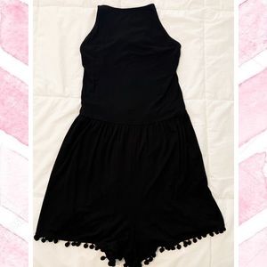 Black Ball Fringe Romper